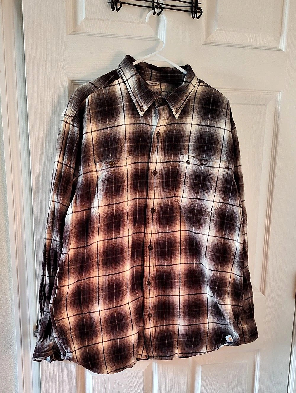 Carhartt Relaxed Fit Plaid Flannel Shirt Men's XL